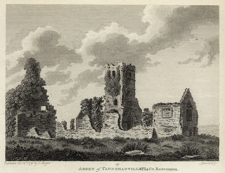 Ireland,  Co.Roscommon, Abbey of Clonshanville, 1791