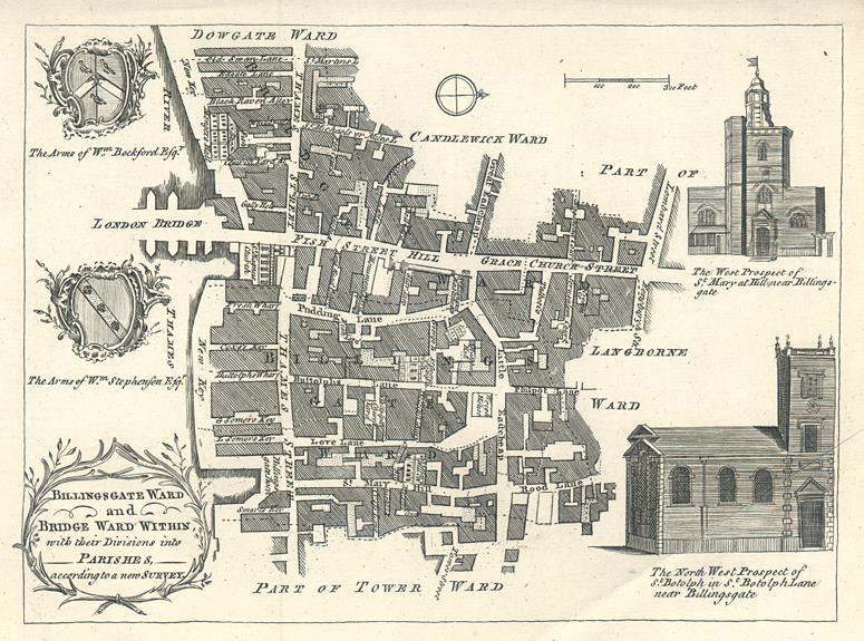 London, plan of Billingsgate Ward and Bridge Ward Within by Bowen, 1771