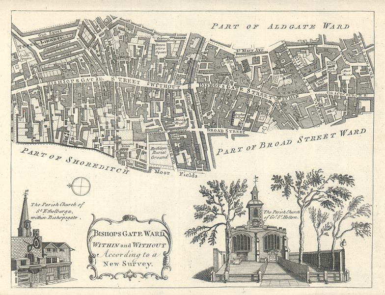 London, plan of Bishopsgate Ward Within & Without by Bowen, 1771