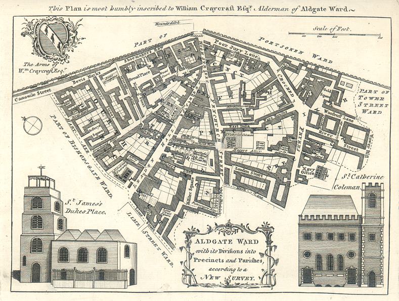 London, plan of Aldgate Ward by Bowen, 1771