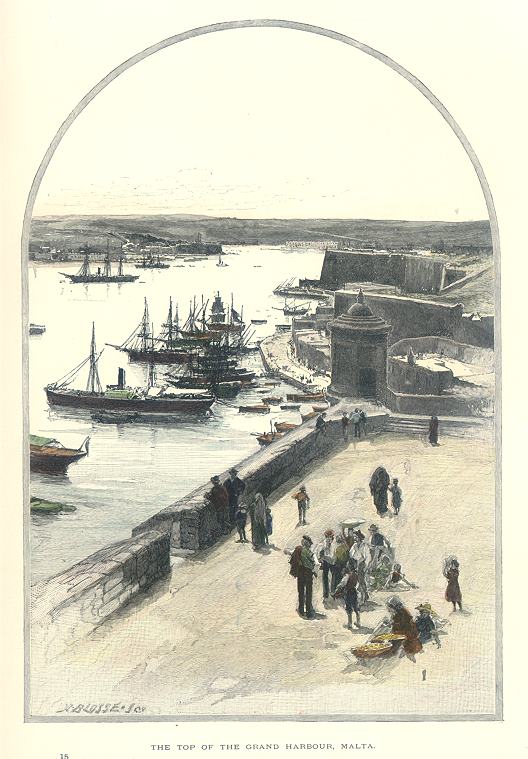 Malta, Grand Harbour in Valletta, 1891