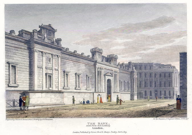 London, The Bank, from Lothbury, 1809