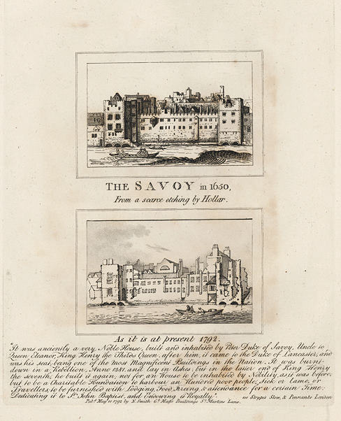 London, The Savoy in 1650 and 1792, 1800