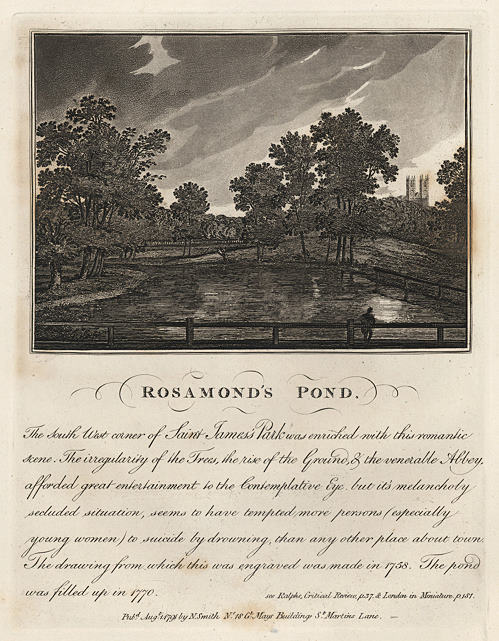 London, St.James's Park, Rosamond's Pond, 1791