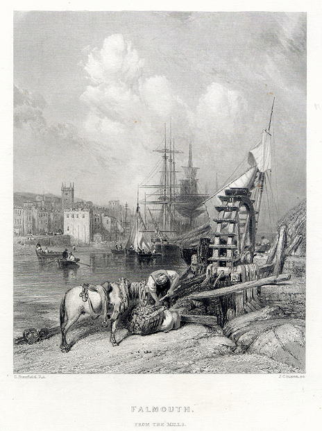 Cornwall, Falmouth from the Mills, 1836