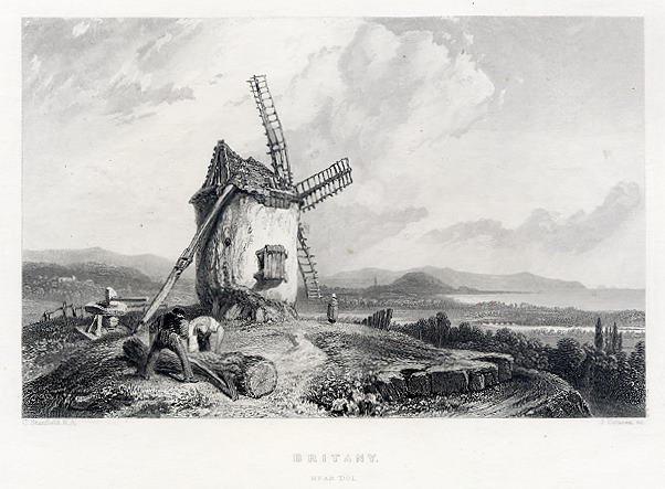 France, windmill near Dol, Britany, 1836