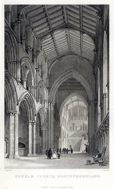 Hexam Church interior, 1832
