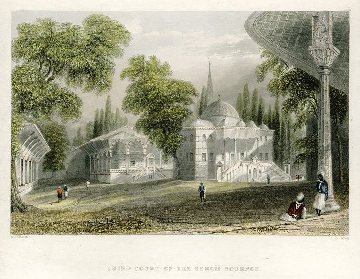 Turkey, Constantinople, Court of the Serch Bournou, 1838