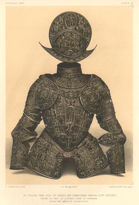 Decorative print, Metalwork (16th century Italian armour), 1858