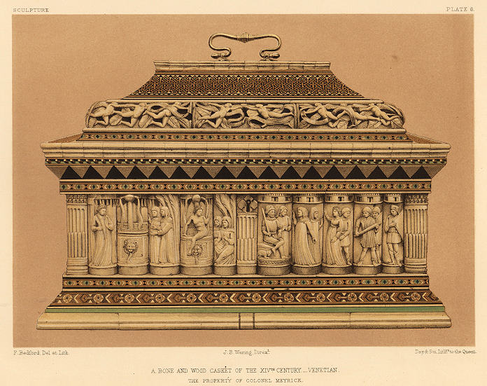 Decorative print, Sculpture, (14th century Venetian bone & wood casket), 1858