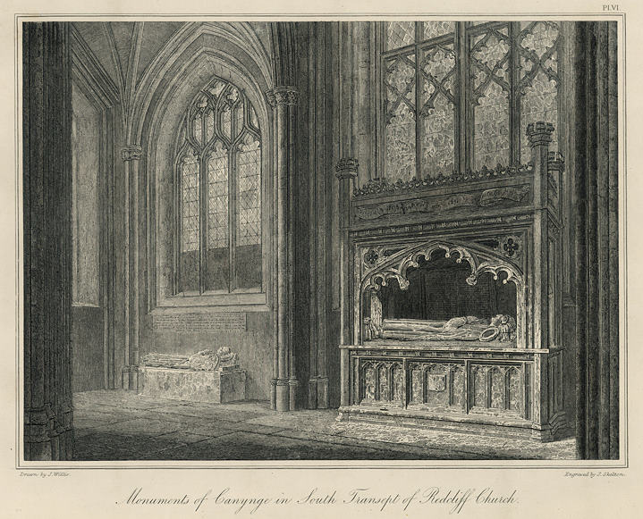 Bristol, Redcliffe Church, Monuments of Canynge in the South Transept, 1825