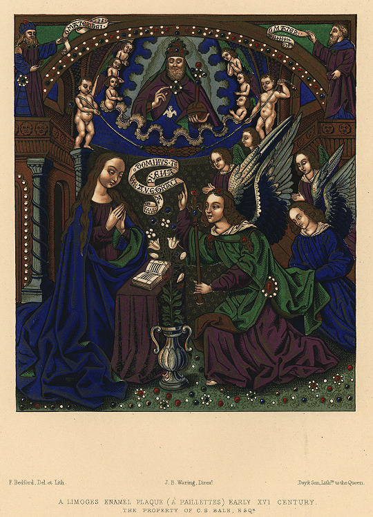 Decorative print, Vitreous Art, (early 16th century Limoges Enamel Plaque), 1858