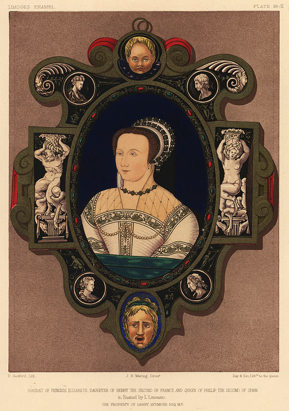 Decorative print, Limoges Enamel, (Portrait of Princess Elizabeth), 1858