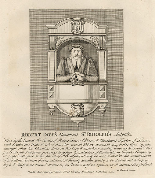 London, Robert Dow's Monument in St.Botolph's, 1801