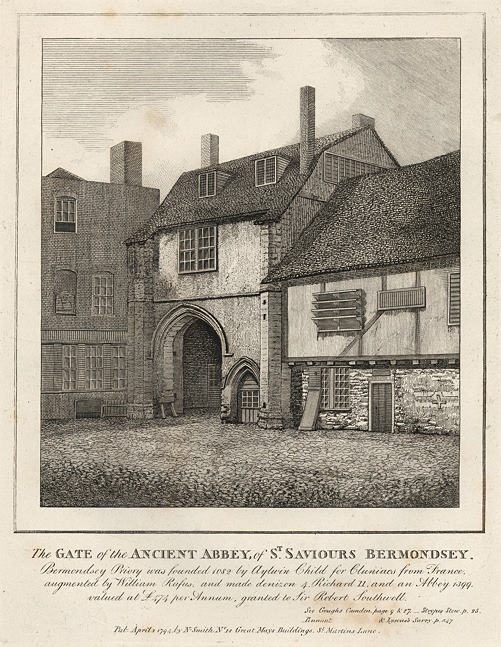 London, Gate of the Abbey of St.Saviours Bermondsey, 1801