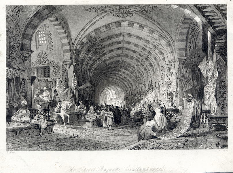 Turkey, Constantinople, The Great Bazaar, 1840