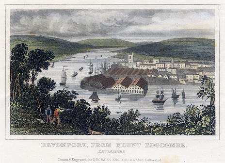 Devon, Devonport from Mount Edgcombe, 1848