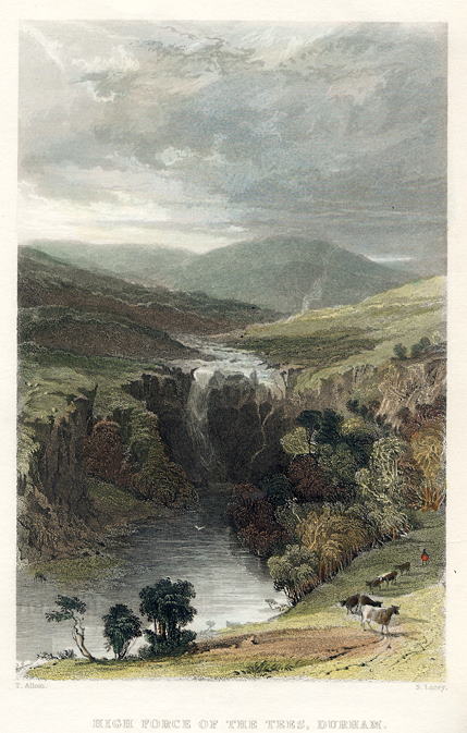 Durham, High Force waterfall on the Tees, 1832