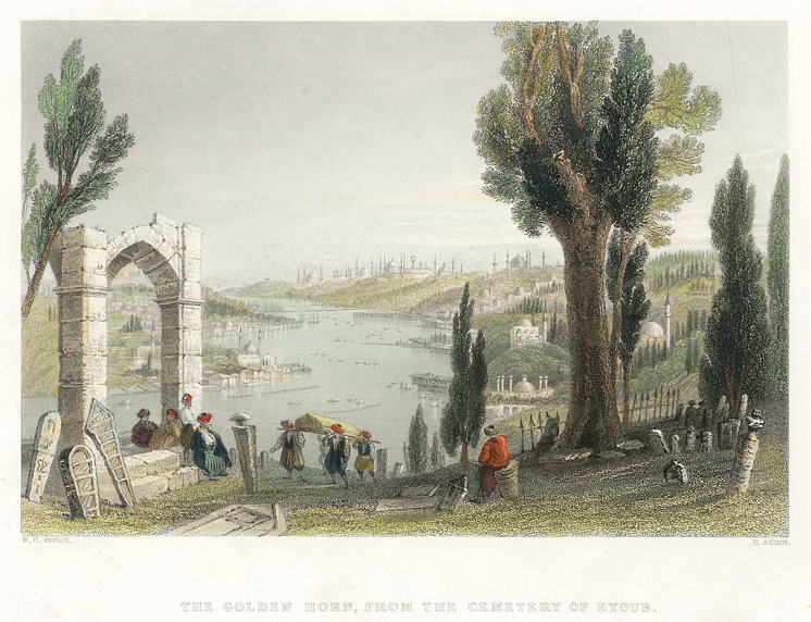 Turkey, Golden Horn, from the Cemetery of Eyoub, 1838