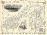 East Canada and New Brunswick, Tallis/Rapkin map, 1853