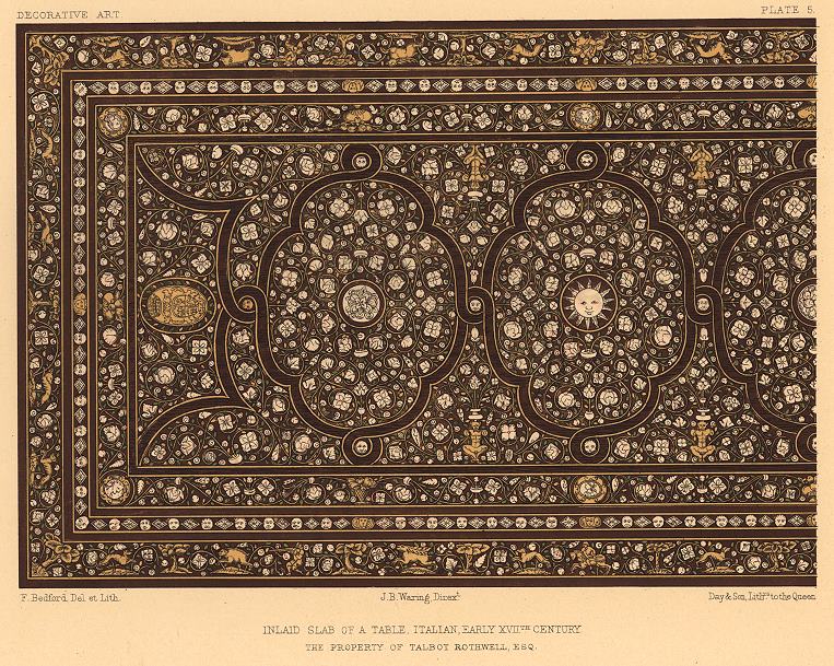 Decorative Art, (Italian Inlaid Table top, early 17th century), 1858