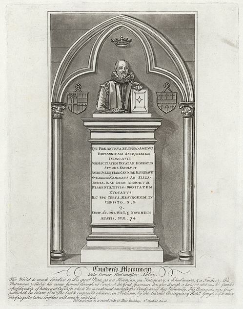 London, Camden's Monument, Westminster Abbey, 1801