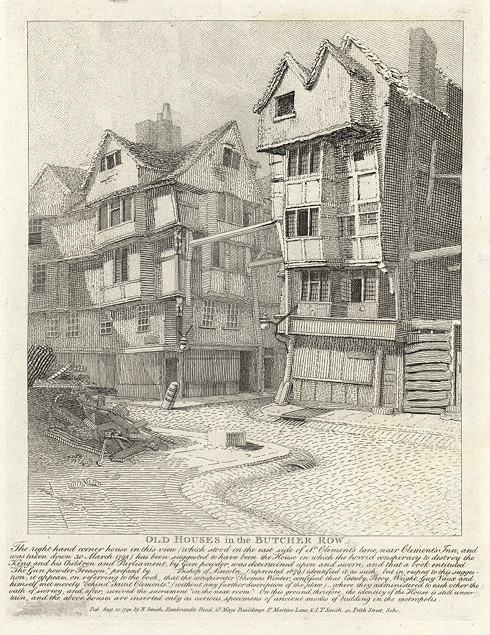 London, Old Houses in the Butcher Row, 1801