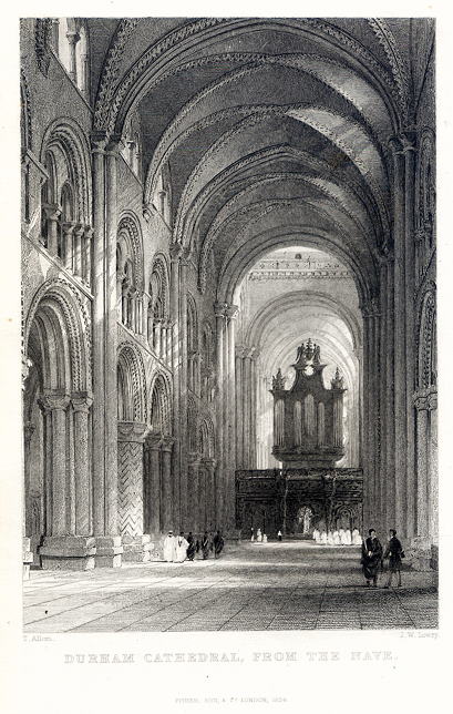 Durham Cathedral interior, 1832