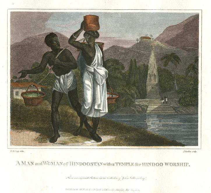 India, a man & woman of Hindoostan and Hindoo Temple, 1807