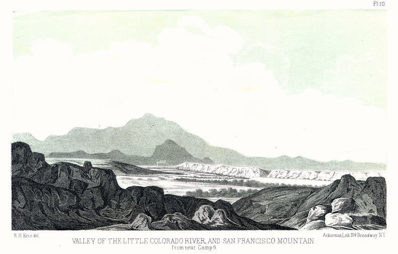 USA, Valley of the Little Colorado River and San Francisco Mountain, 1853