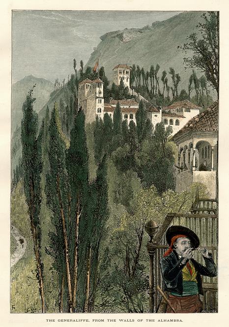 Spain, Generaliffe from the Alhambra, 1875