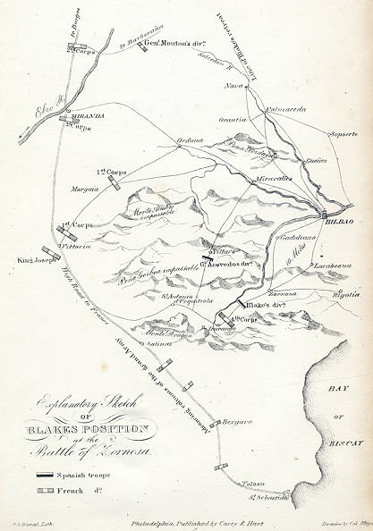 Spain, Battle of Zornosa, Blake's Position (in 1808), published 1842