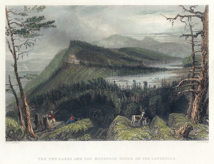 USA, Two Lakes & Mountain House on the Catskills, 1840