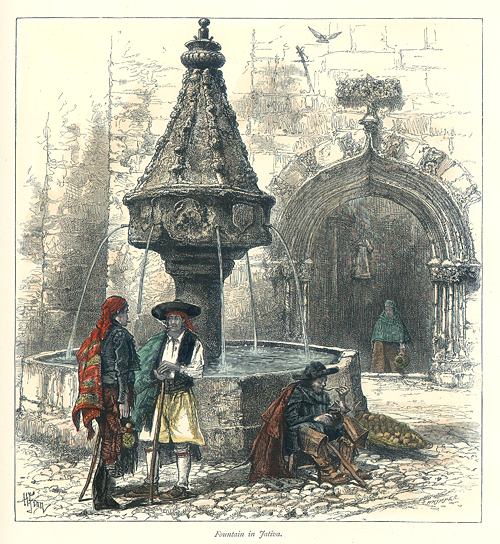 Spain, Fountain in Jutiva, 1875