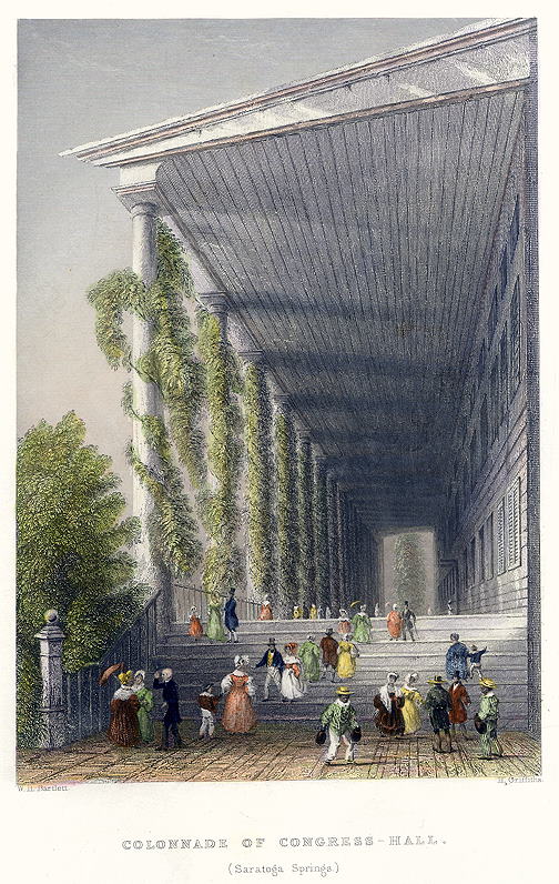 USA, Colonnade of Congress-Hall, Saratoga Springs, 1840