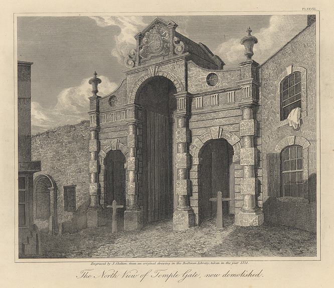 Bristol, Temple Gate (demolished 1808), 1825