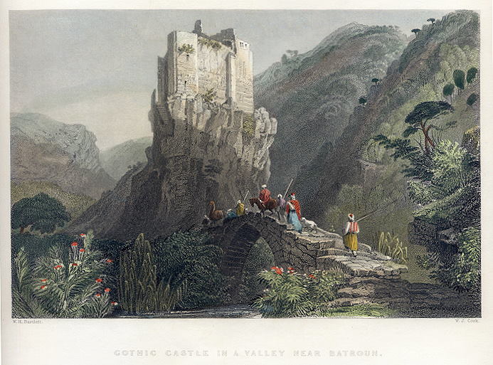 Lebanon, Gothic Castle in a Valley near Batroun (Musaylaha Castle), 1838