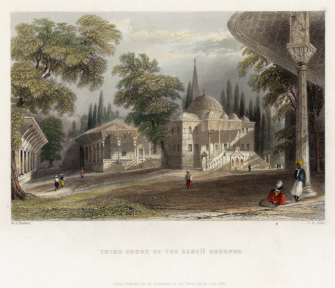 Turkey, Constantinople, Third Court of the Serai Bournou, 1838