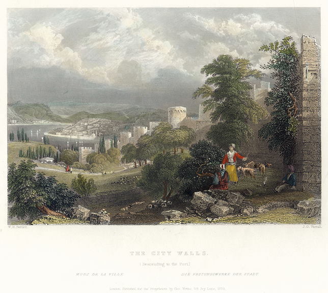 Turkey, Constantinople, the City Walls, 1838