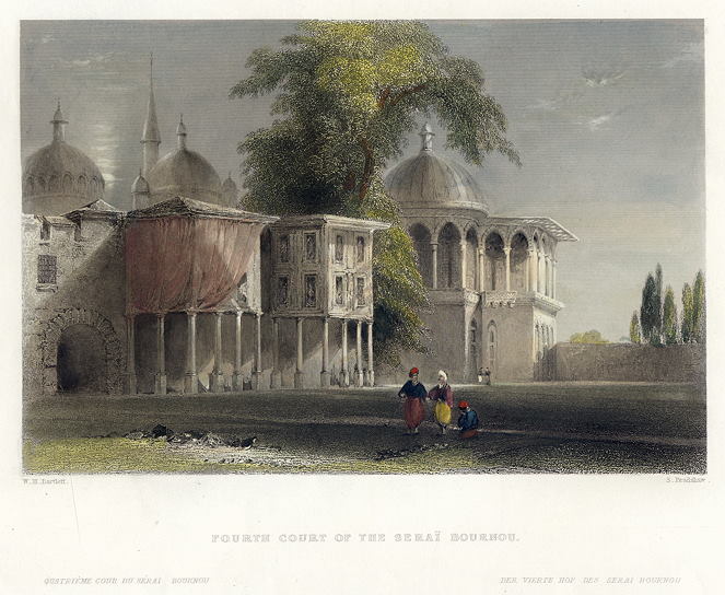 Turkey, Constantinople, Fourth Court of the Serai Bournou, 1838