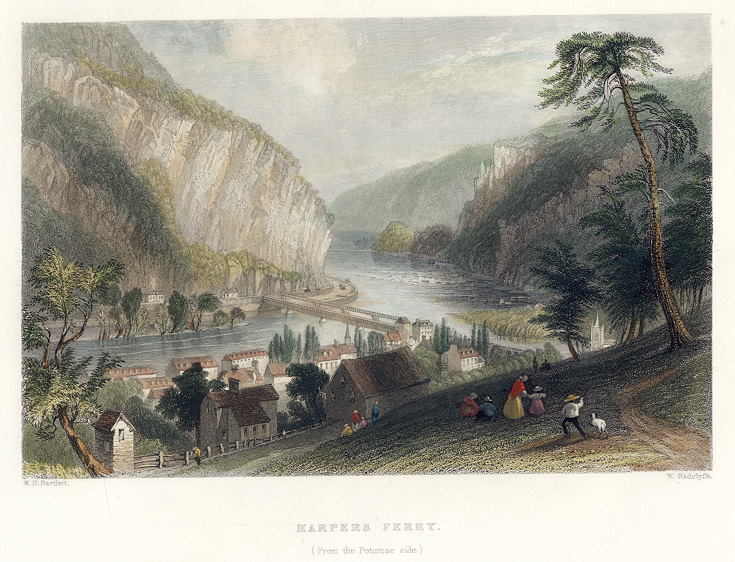 USA, Harpers Ferry from the Potomac Side, 1840