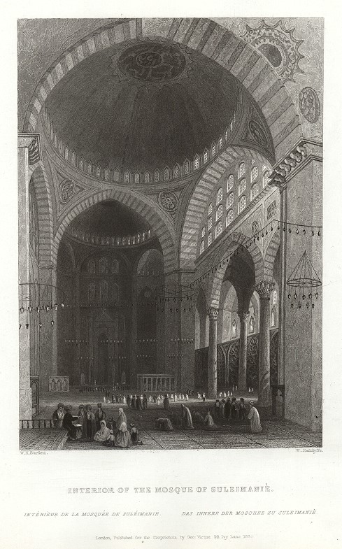 Turkey, Constantinople, Interior of the Mosque of Suliemanie, 1838