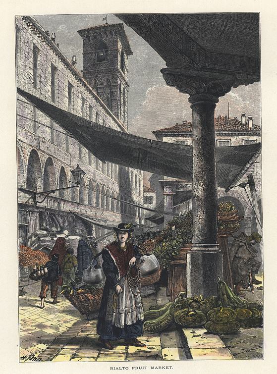 Italy, Venice, Rialto Fruit Market, 1872