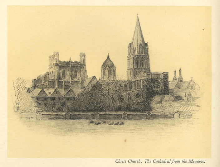 Oxford, The Cathedral from the Meadows, 1920