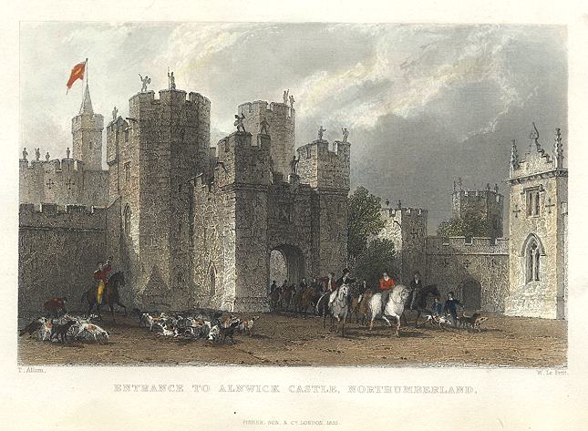 Northumberland, Alnwick Castle entrance, 1832