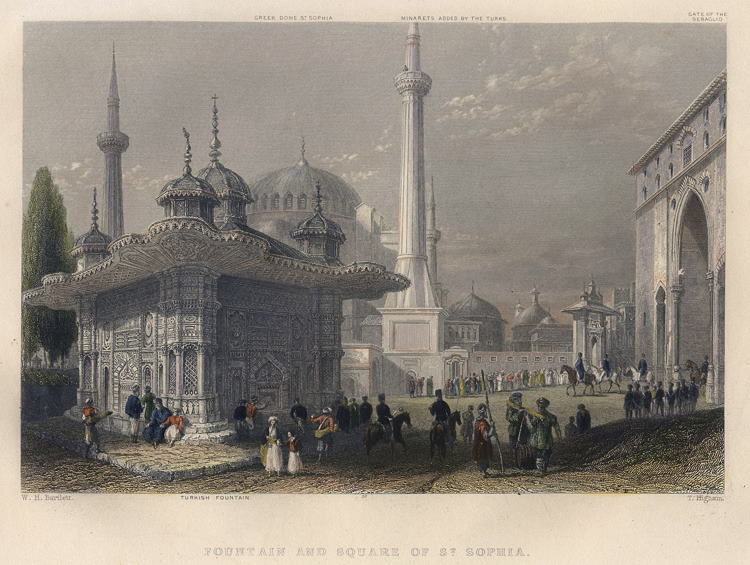 Constantinople, Fountain and Square of St.Sophia, 1850