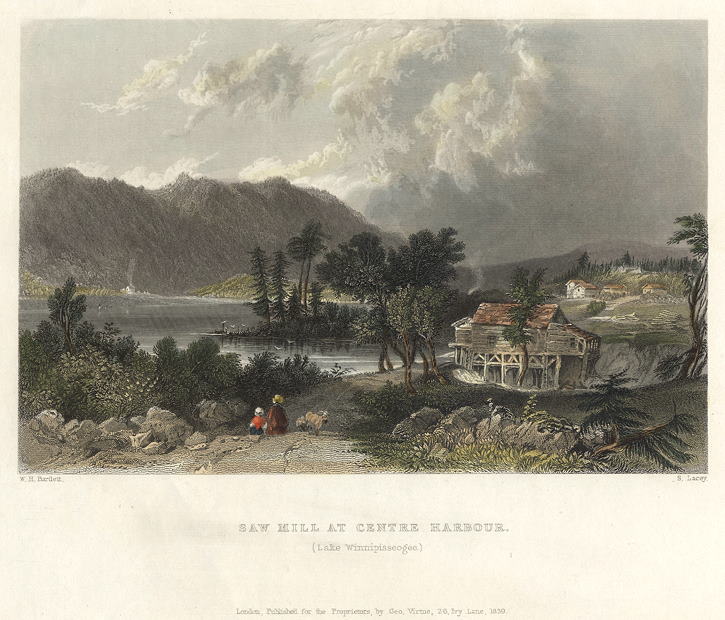 USA, Saw Mill at Centre Harbour on Lake Winnipisseogee, 1840