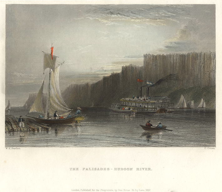 USA, The Palisades on the Hudson River, 1840