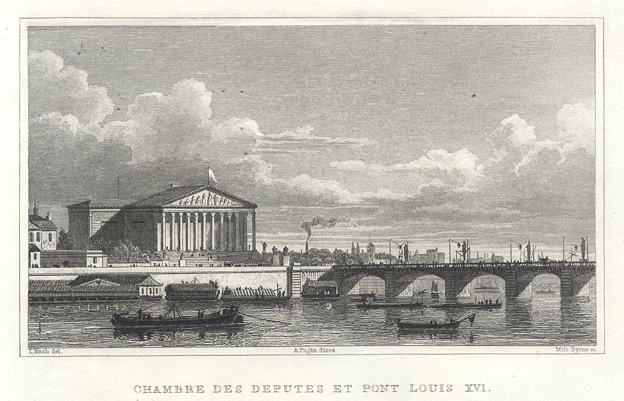 Paris, Chambre des Deputies et Pont Louis XVI, 1840