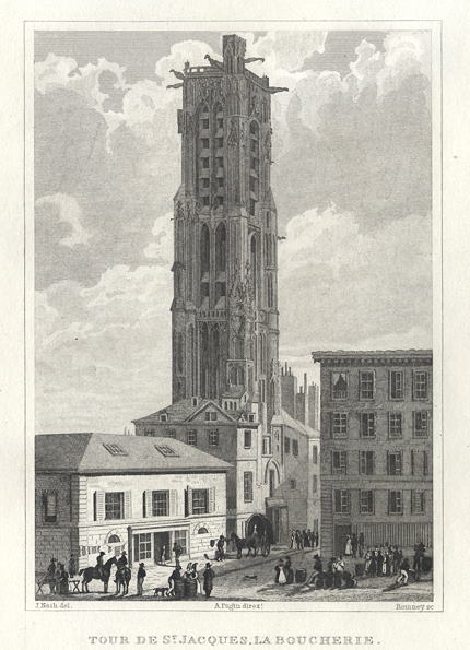 Paris, Tour de St.Jacques, La Boucherie, 1840